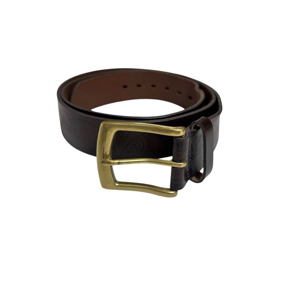 Embossed Leather Belt Brown & Gold Wrangler